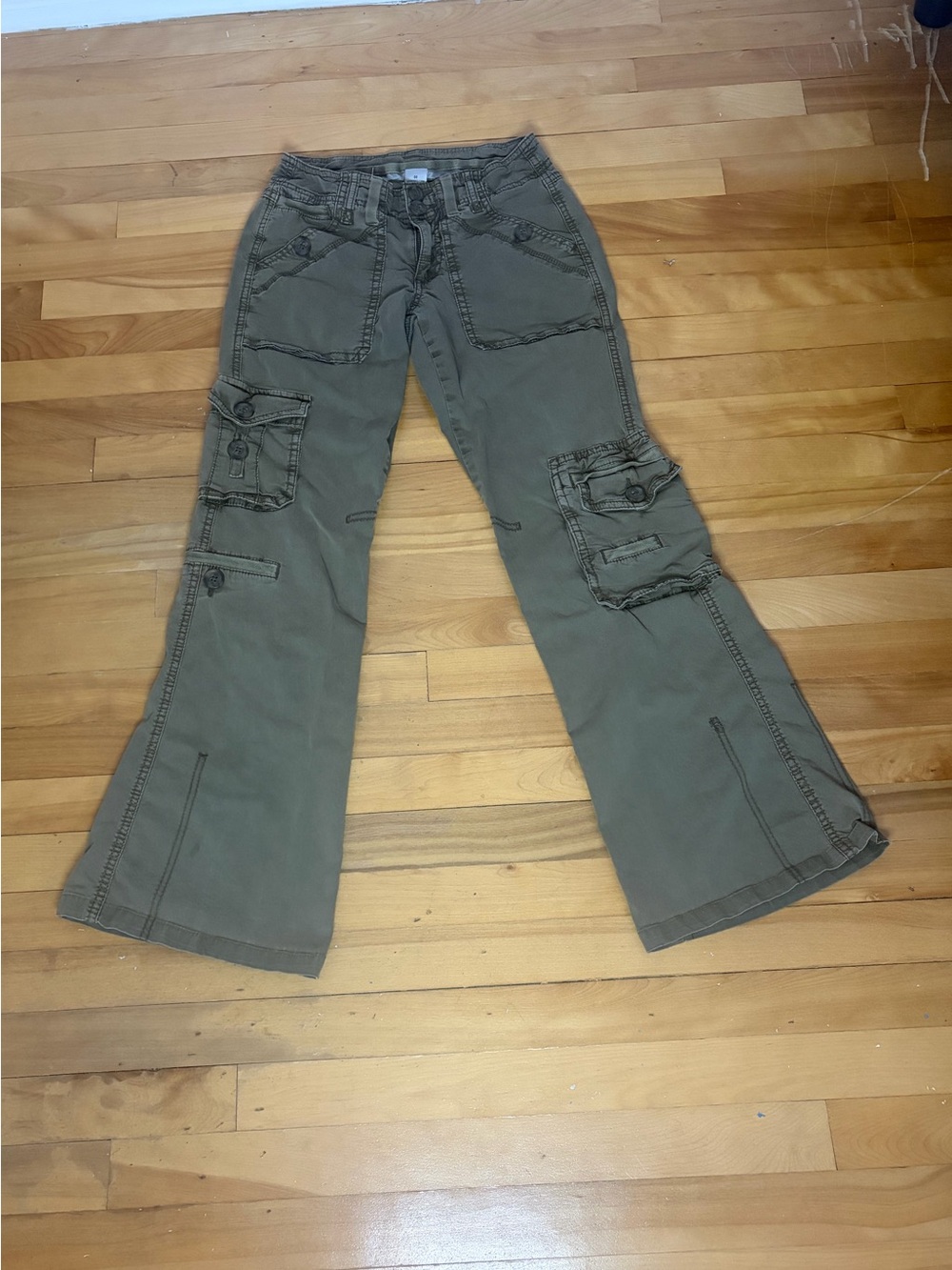 Garage Olive Green Cargo Flare Pants